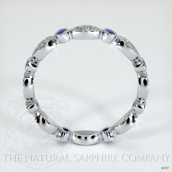 14K White Gold Blue Sapphire and Diamond Antique Style Wedding Band
