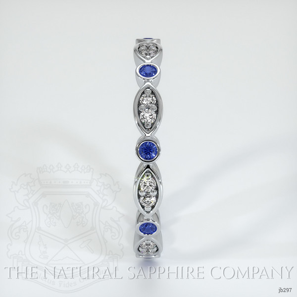 14K White Gold Blue Sapphire and Diamond Antique Style Wedding Band