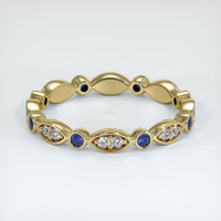 14K Yellow Gold Blue Sapphire and Diamond Antique Style Wedding Band Video