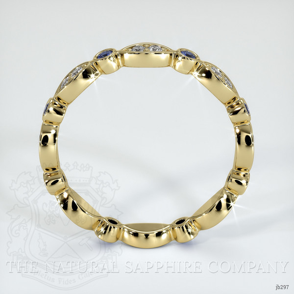 14K Yellow Gold Blue Sapphire and Diamond Antique Style Wedding Band