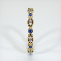 14K Yellow Gold Blue Sapphire and Diamond Antique Style Wedding Band Image