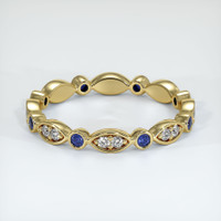 18K Yellow Gold Blue Sapphire and Diamond Antique Style Wedding Band Video