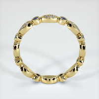 18K Yellow Gold Blue Sapphire and Diamond Antique Style Wedding Band Image