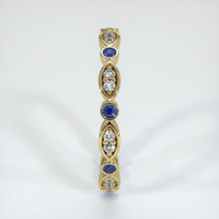 18K Yellow Gold Blue Sapphire and Diamond Antique Style Wedding Band Image