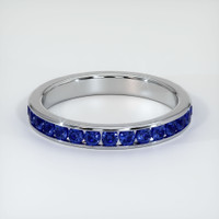 14K White Gold Blue Sapphire Eternity Wedding Band Video