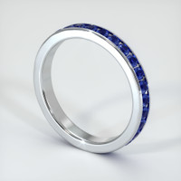 14K White Gold Blue Sapphire Eternity Wedding Band Image