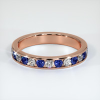 14K Rose Gold Blue Sapphire and Diamond Eternity Wedding Band Video