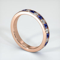 14K Rose Gold Blue Sapphire and Diamond Eternity Wedding Band Image