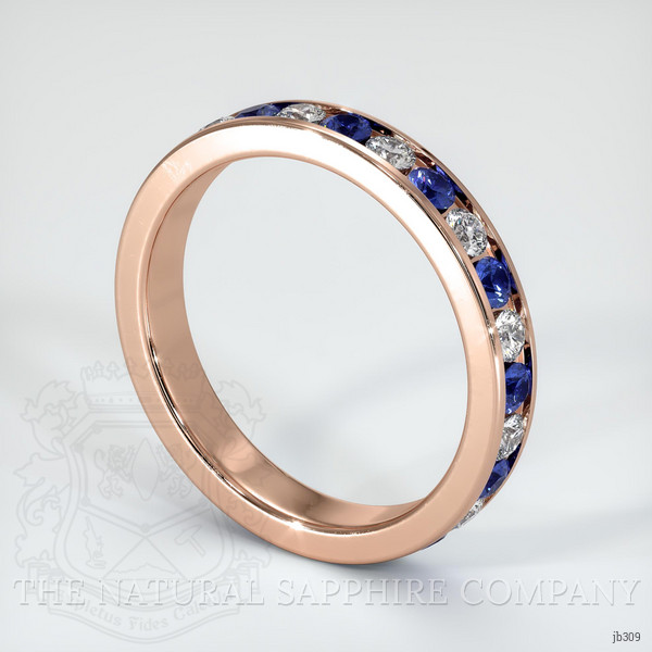 14K Rose Gold Blue Sapphire and Diamond Eternity Wedding Band