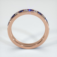 14K Rose Gold Blue Sapphire and Diamond Eternity Wedding Band Image