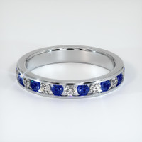 14K White Gold Blue Sapphire and Diamond Eternity Wedding Band Video