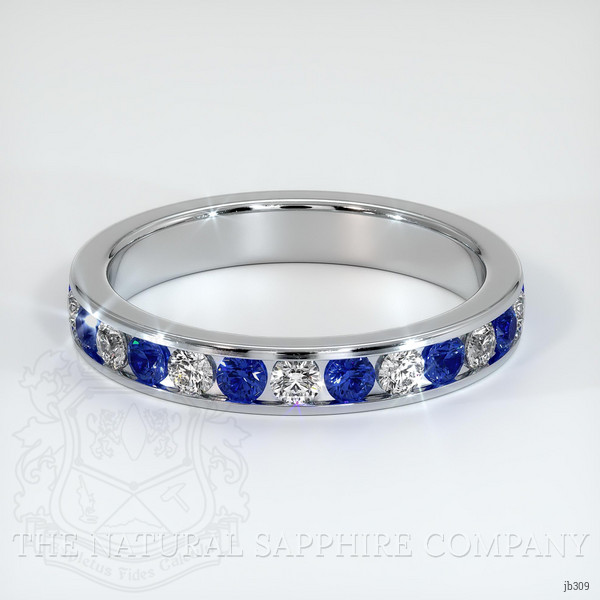 14K White Gold Blue Sapphire and Diamond Eternity Wedding Band