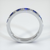 14K White Gold Blue Sapphire and Diamond Eternity Wedding Band Image