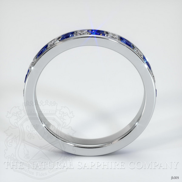14K White Gold Blue Sapphire and Diamond Eternity Wedding Band
