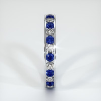 14K White Gold Blue Sapphire and Diamond Eternity Wedding Band Image