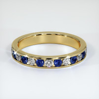 14K Yellow Gold Blue Sapphire and Diamond Eternity Wedding Band Video