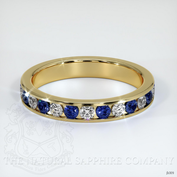 14K Yellow Gold Blue Sapphire and Diamond Eternity Wedding Band