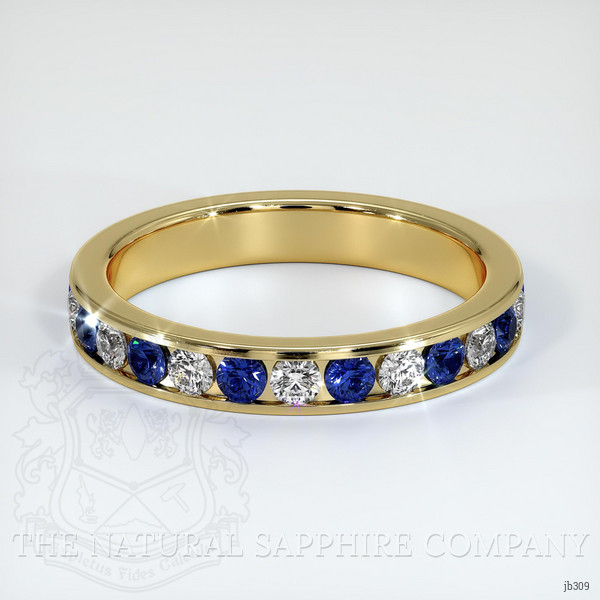 18K Yellow Gold Blue Sapphire and Diamond Eternity Wedding Band
