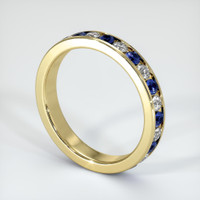 18K Yellow Gold Blue Sapphire and Diamond Eternity Wedding Band Image