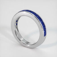 14K White Gold Blue Sapphire Channel Wedding Band Image