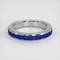 18K White Gold Blue Sapphire Channel Wedding Band Video