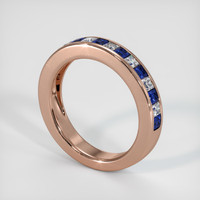 14K Rose Gold Blue Sapphire and Diamond Channel Wedding Band Image
