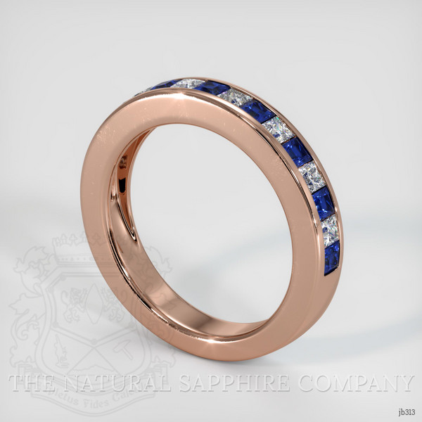 14K Rose Gold Blue Sapphire and Diamond Channel Wedding Band