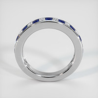 14K White Gold Blue Sapphire and Diamond Channel Wedding Band Image