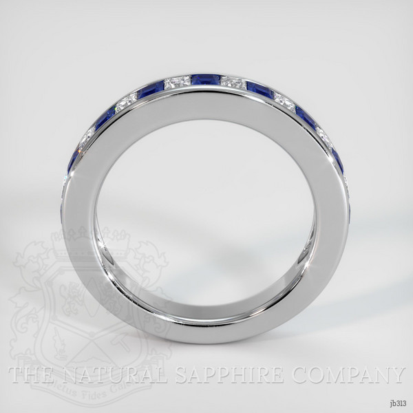 14K White Gold Blue Sapphire and Diamond Channel Wedding Band