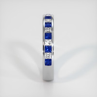 14K White Gold Blue Sapphire and Diamond Channel Wedding Band Image