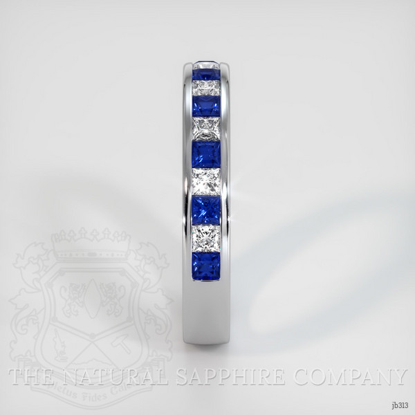 18K White Gold Blue Sapphire and Diamond Channel Wedding Band
