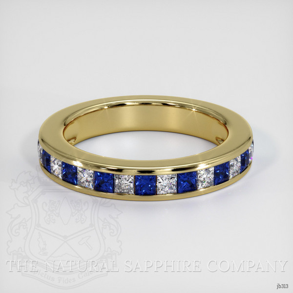14K Yellow Gold Blue Sapphire and Diamond Channel Wedding Band