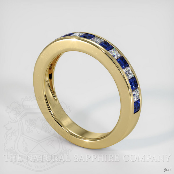 18K Yellow Gold Blue Sapphire and Diamond Channel Wedding Band