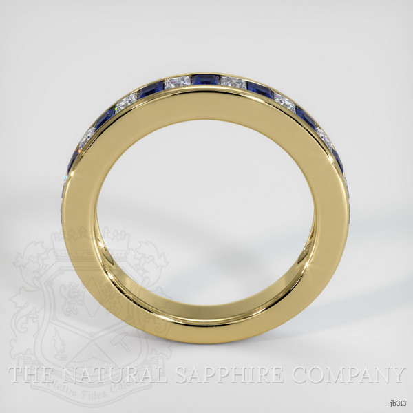 18K Yellow Gold Blue Sapphire and Diamond Channel Wedding Band