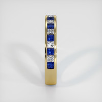 18K Yellow Gold Blue Sapphire and Diamond Channel Wedding Band Image