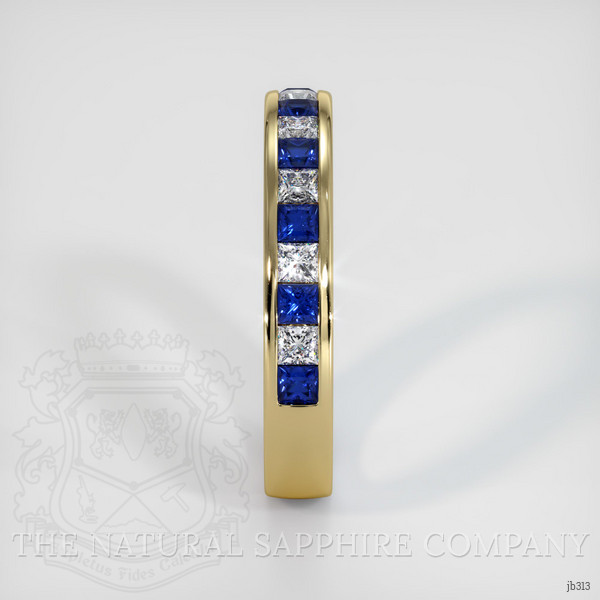 18K Yellow Gold Blue Sapphire and Diamond Channel Wedding Band