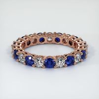 14K Rose Gold Blue Sapphire and Diamond Eternity Wedding Band Video