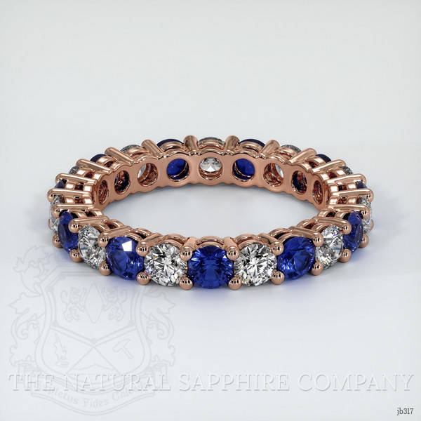 14K Rose Gold Blue Sapphire and Diamond Eternity Wedding Band