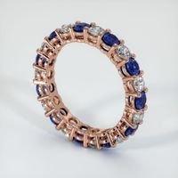 14K Rose Gold Blue Sapphire and Diamond Eternity Wedding Band Image