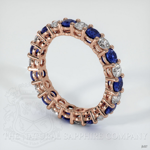 14K Rose Gold Blue Sapphire and Diamond Eternity Wedding Band