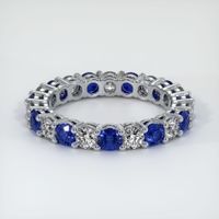 14K White Gold Blue Sapphire and Diamond Eternity Wedding Band Video