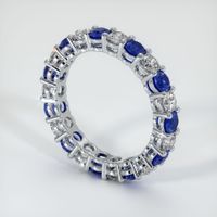 14K White Gold Blue Sapphire and Diamond Eternity Wedding Band Image