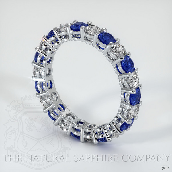 14K White Gold Blue Sapphire and Diamond Eternity Wedding Band