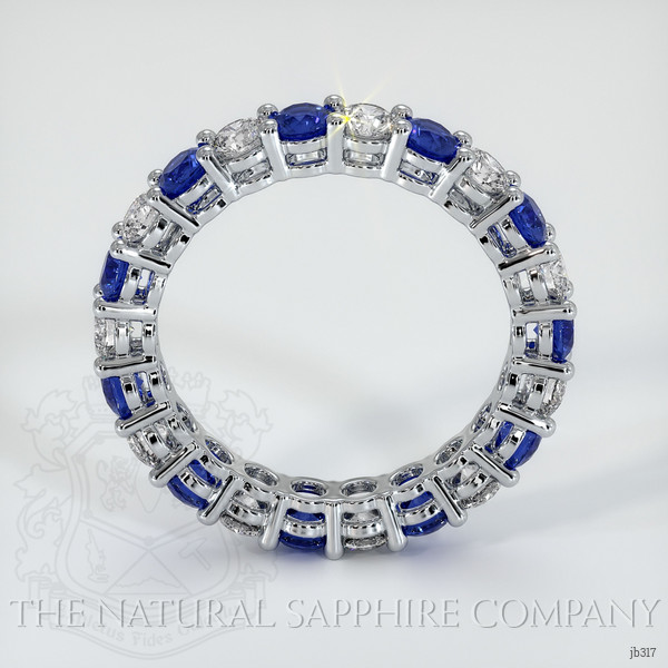 14K White Gold Blue Sapphire and Diamond Eternity Wedding Band