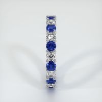 14K White Gold Blue Sapphire and Diamond Eternity Wedding Band Image