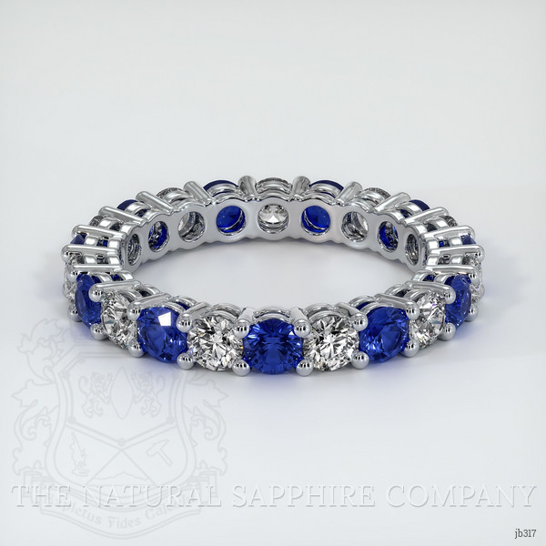 18K White Gold Blue Sapphire and Diamond Eternity Wedding Band