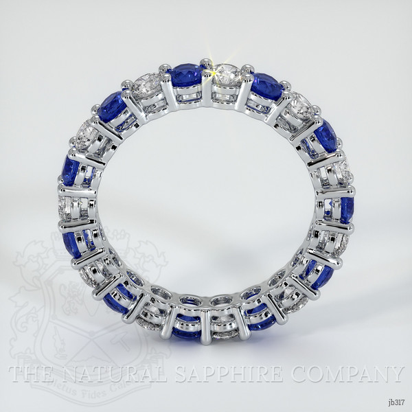 18K White Gold Blue Sapphire and Diamond Eternity Wedding Band