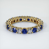 14K Yellow Gold Blue Sapphire and Diamond Eternity Wedding Band Video