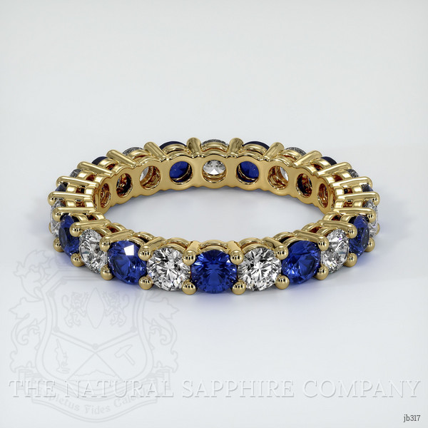 18K Yellow Gold Blue Sapphire and Diamond Eternity Wedding Band