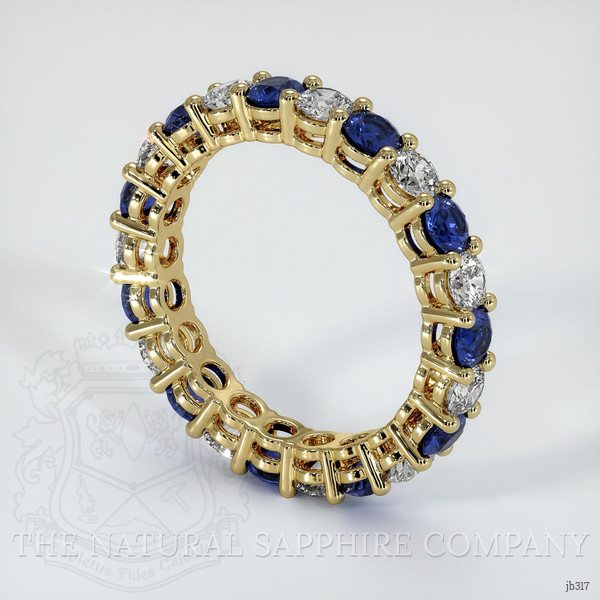 18K Yellow Gold Blue Sapphire and Diamond Eternity Wedding Band